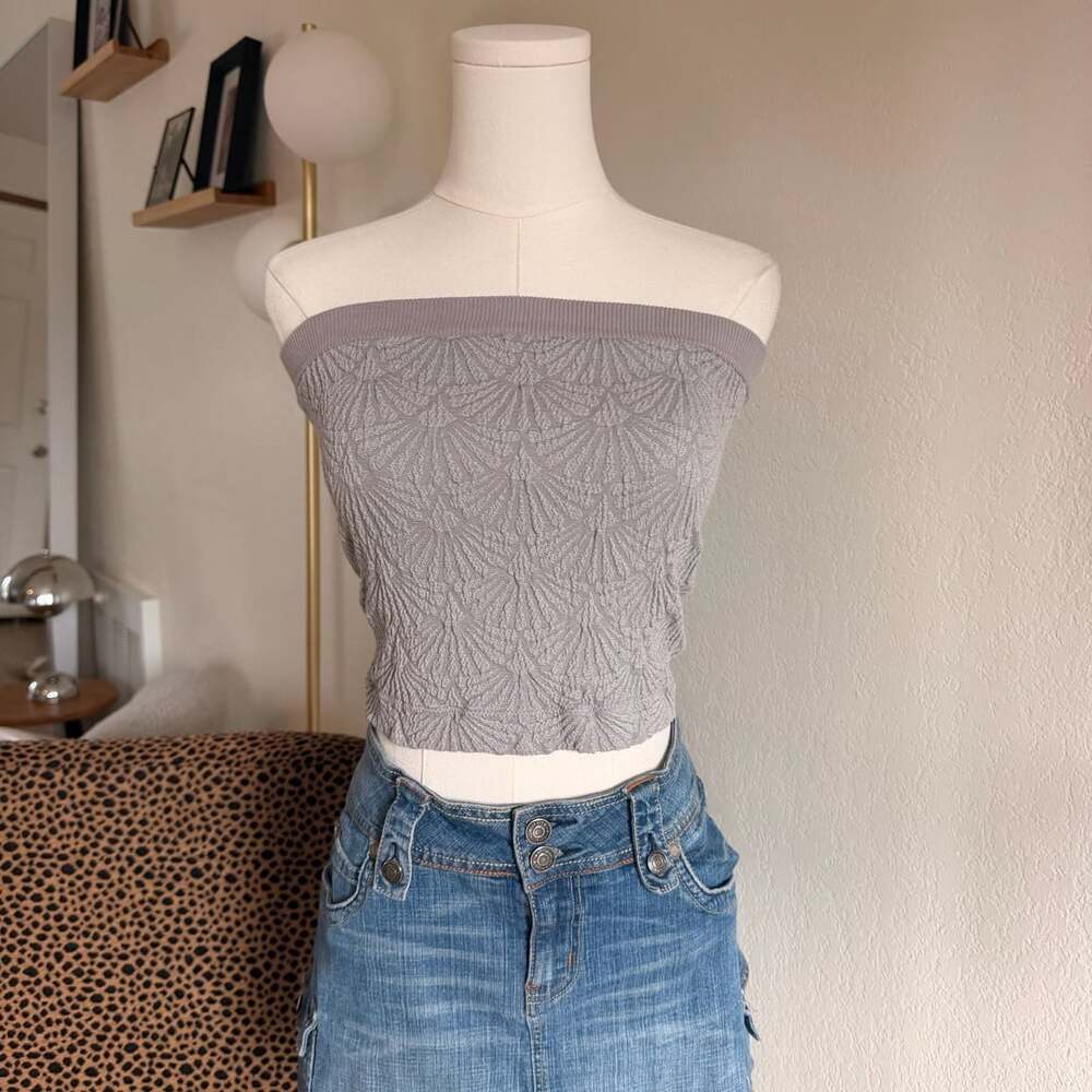 Coco & Shay Tube Top M/L Gray Textured Seersucker Seamless